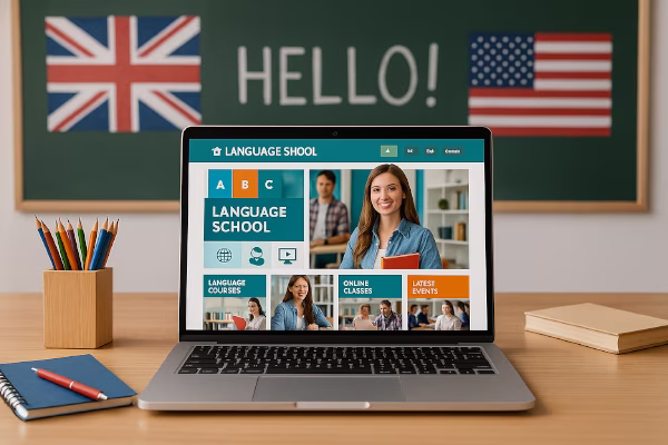 امکانات کلیدی سایت آموزشگاه زبان