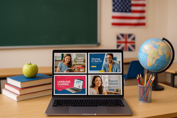 تولید محتوا و ابزارهای آموزشی در سایت آموزشگاه زبان