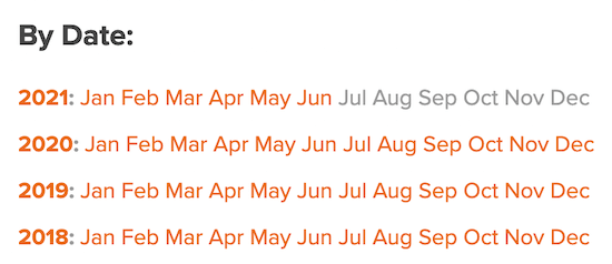 نمایش آرشیو ماهانه در قالب صفحه 404