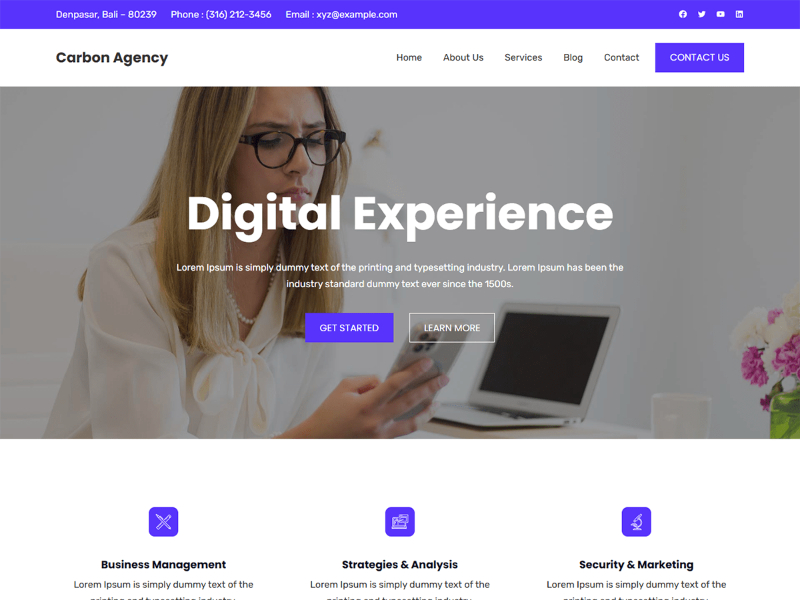 قالب وردپرس آژانس دیجیتال Carbon Agency