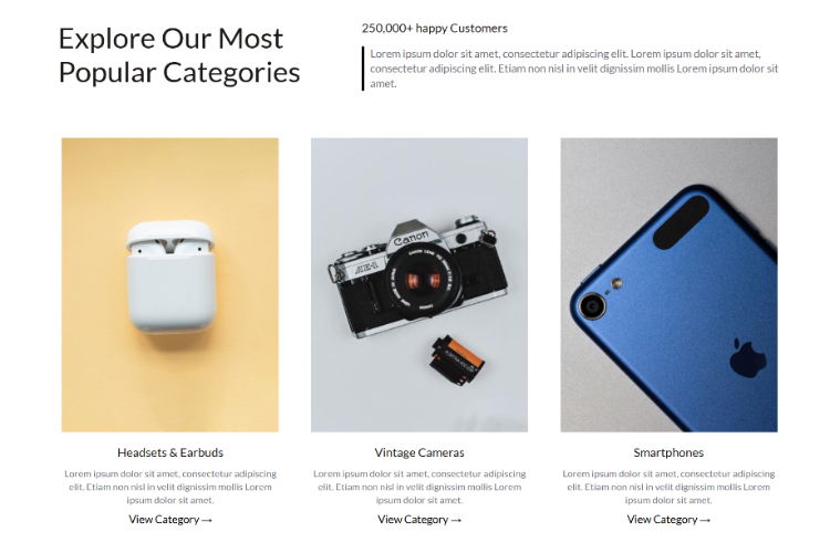 Electronics Store eCommerce categories