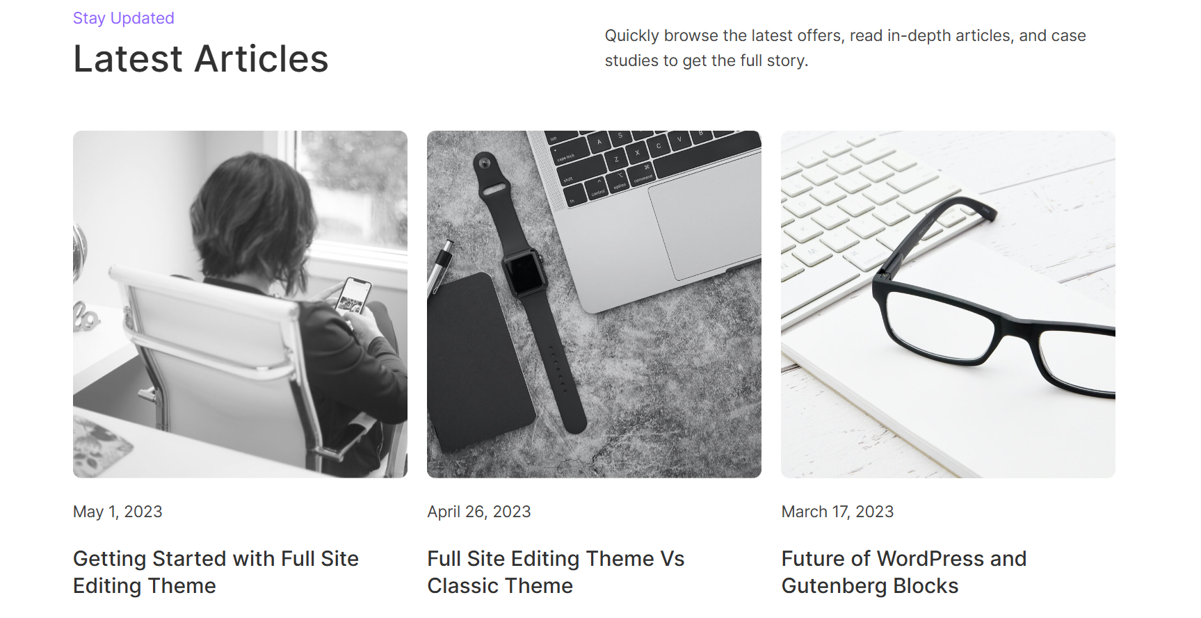 Jadro articles section