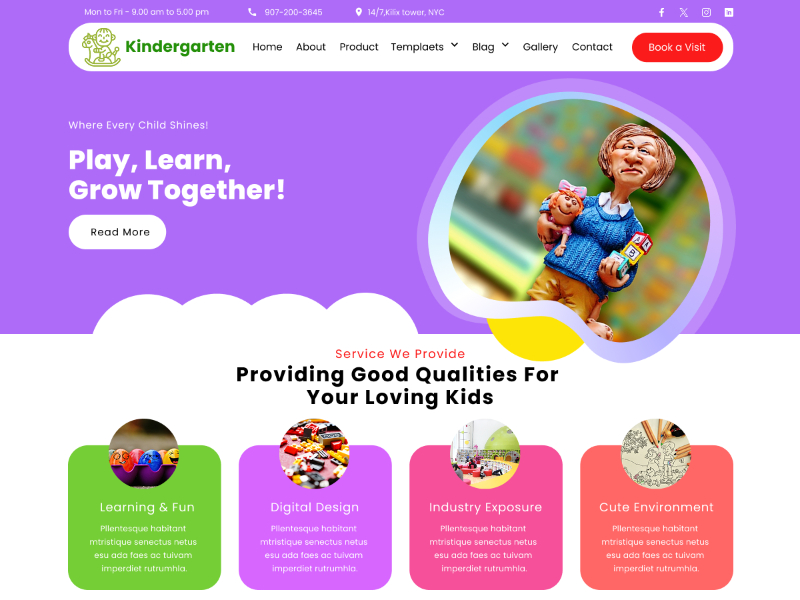 قالب وردپرس مهد کودک Montessori Kindergarten