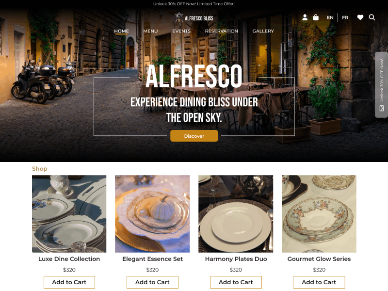 قالب وردپرس رستوران و کافه Outdoor Restaurant