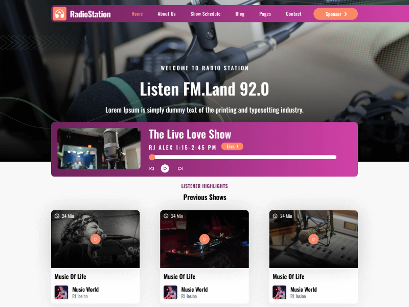 قالب وردپرس پادکست و موسیقی Radio Shows