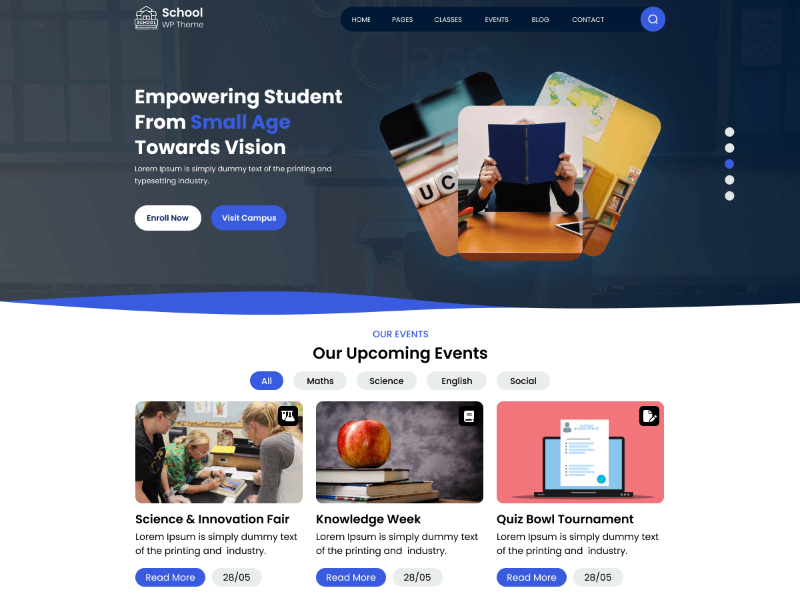 قالب وردپرس آموزشی School Classroom